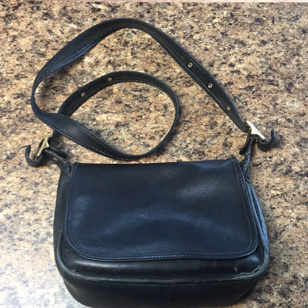 Vintage Coach Bag, Black Leather